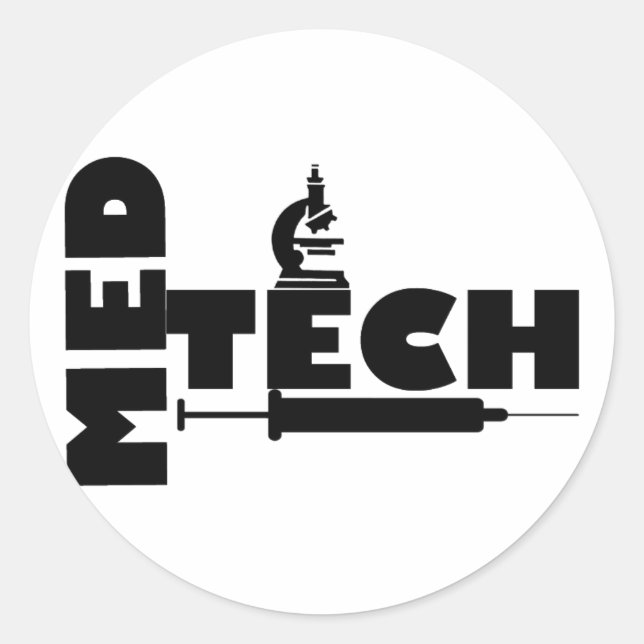 MED TECH MICROSCOPE SYRINGE LOGO CLASSIC ROUND STICKER (Front)