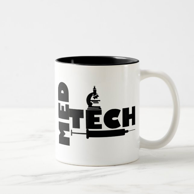 MED TECH MICROSCOPE SYRINGE LOGO Two-Tone COFFEE MUG (Right)