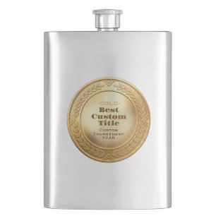 Medal Custom 3D Realistic Editable Foil Gold Hip Flask