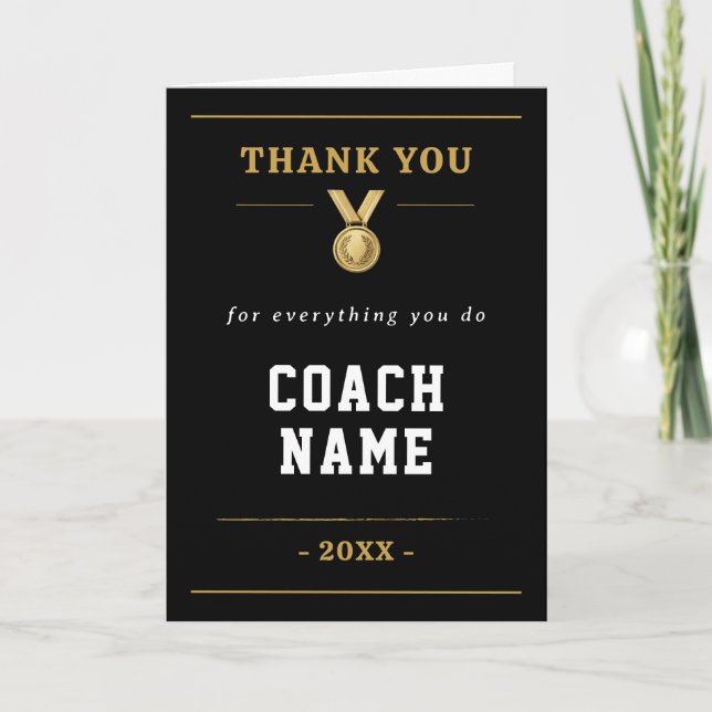 Medal Design for Everything You Do Coach Thank You Card (Front)