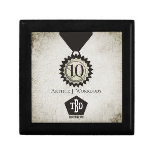 Medal emblem 10 year employee anniversary gift box