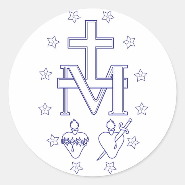 Medal of Our Lady of Graces Classic Round Sticker (Front)