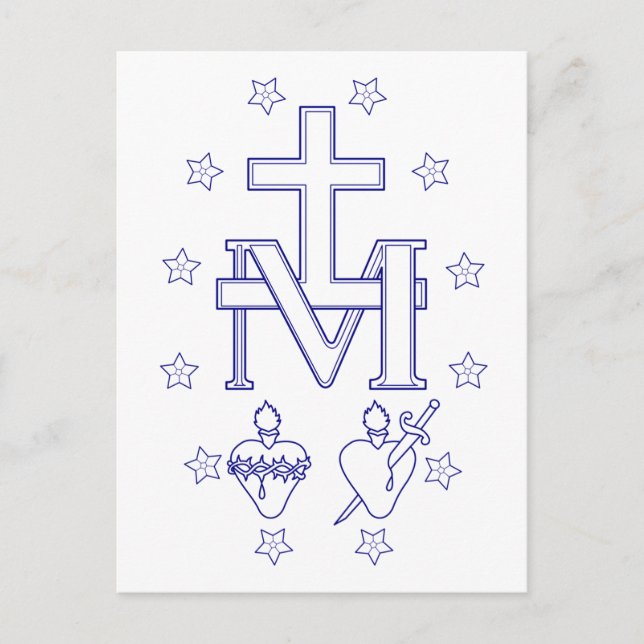 Medal of Our Lady of Graces Miraculous Fine Art Postcard (Front)