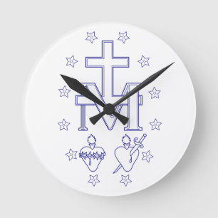 Medal of Our Lady of Graces Miraculous Fine Art Round Clock