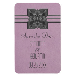 Medallion Border Save the Date Magnet, Lilac Magnet