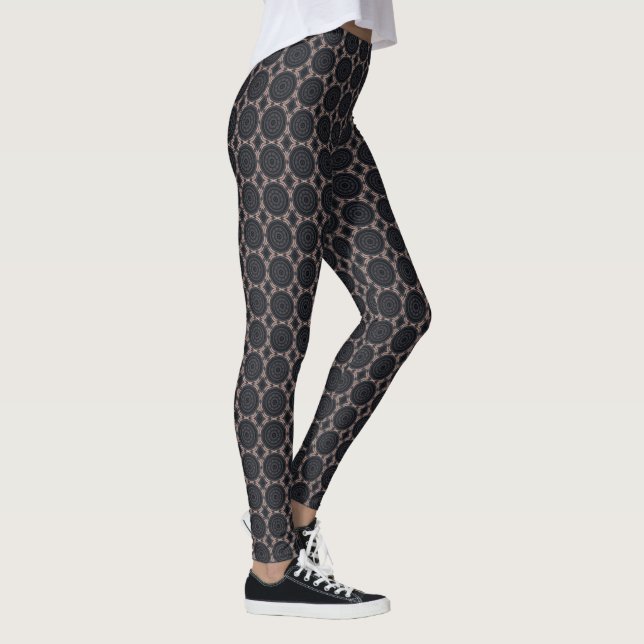 Medallion Grey Pink Design Leggings (Right)