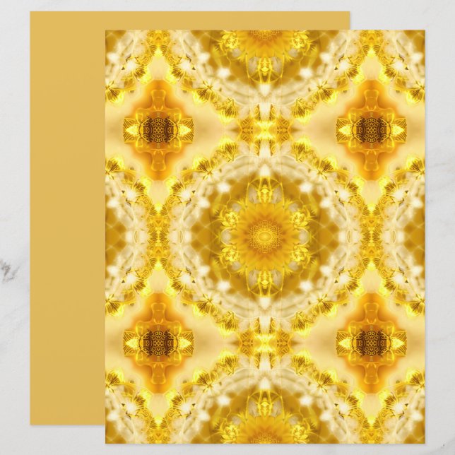 Medallion in Mustard Golden Yellow Batik Pattern (Front/Back)