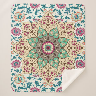 Medallion Melange: Multicolor Turkish Style Sherpa Blanket