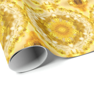 Medallion Pattern in Mustard Yellow Batik Pattern Wrapping Paper