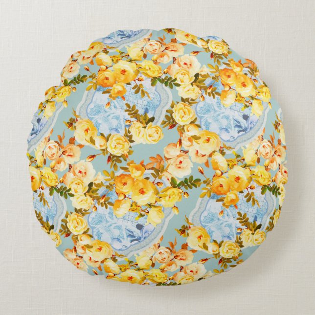 Medallions and Roses Round Cushion (Front)