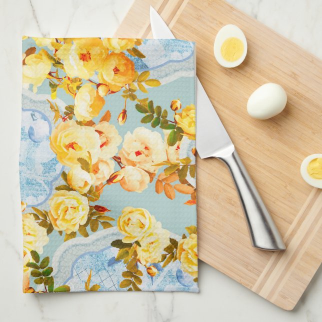 Medallions and Roses Tea Towel (Quarter Fold)