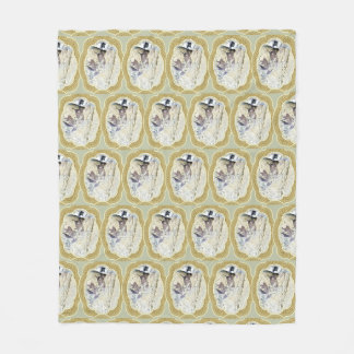 Medallions in Blue and Earth Green Fleece Blanket