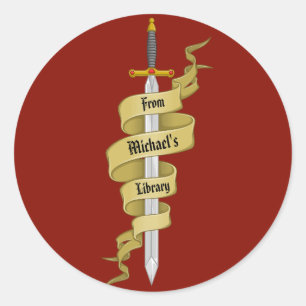 Medeival Gold Sword From the Library of Classic Round Sticker
