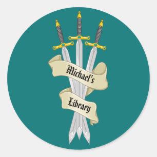 Medeival Sword From the Library of Classic Round Sticker