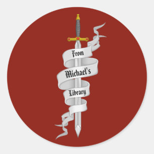 Medeival Sword From the Library of Classic Round Sticker