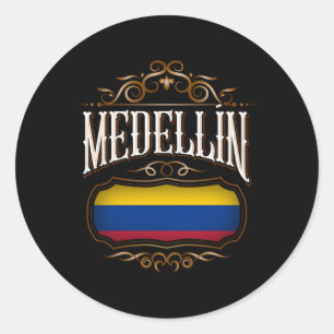 MedellãN Con Bandera De Colombia Classic Round Sticker