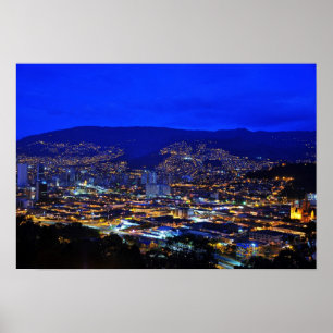 Medellin, Colombia at Night Poster