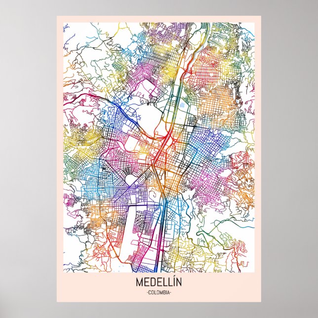 Medellín Colombia City Map Poster (Front)
