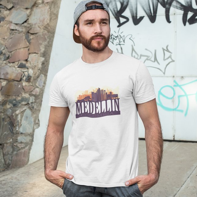 Medellin Colombia Skyline City Souvenir T-Shirt (Medellin colombia city logo white t shirt)