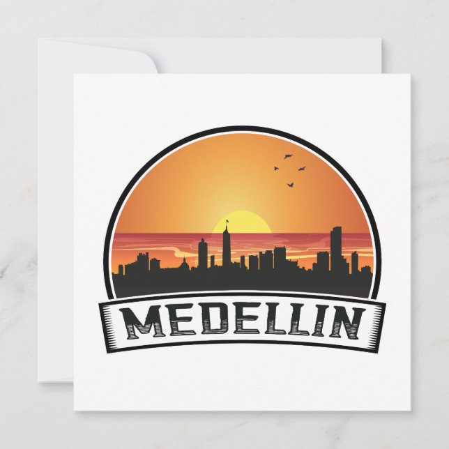 Medellin Colombia Sunset Skyline City Logo Card (Front)