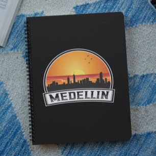 Medellin Colombia Sunset Skyline City Logo Notebook