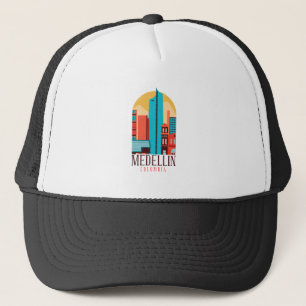 Medellin Colombia Vintage Cityscape   Trucker Hat
