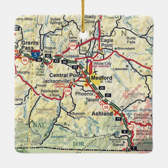 Medford OR Map Ceramic Ornament (Back)