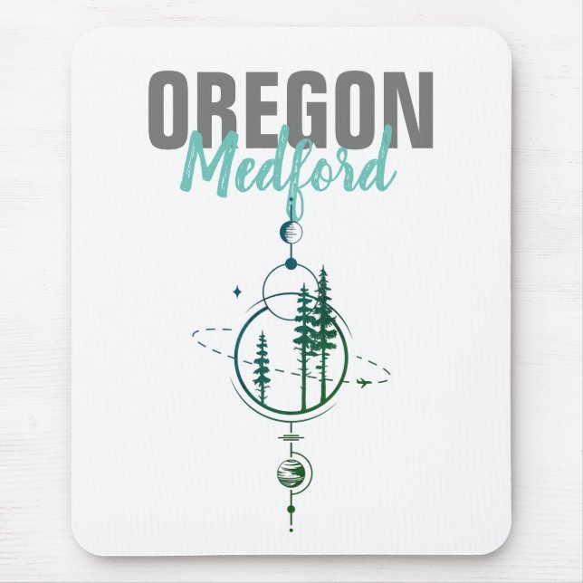 Medford Oregon Geometric Trees Mouse Mat (Front)