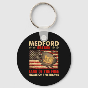 Medford Oregon Usa Flag 4th Of July  Key Ring
