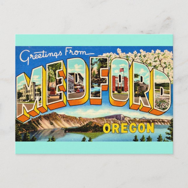 Medford Oregon Vintage Greeting Postcard (Front)