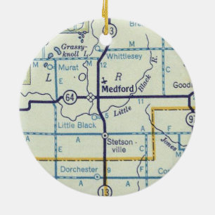 Medford WI Map Ceramic Tree Decoration