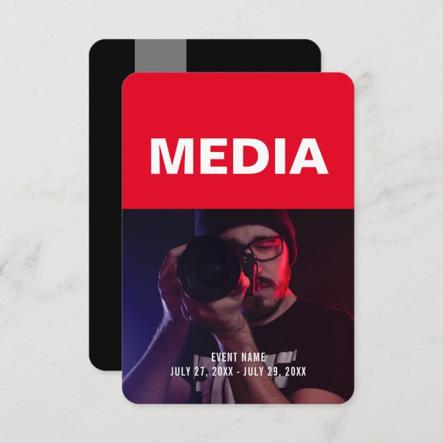 Media All Access Pass Event ID Badge 3.5" x 5" Invitation (Front/Back)