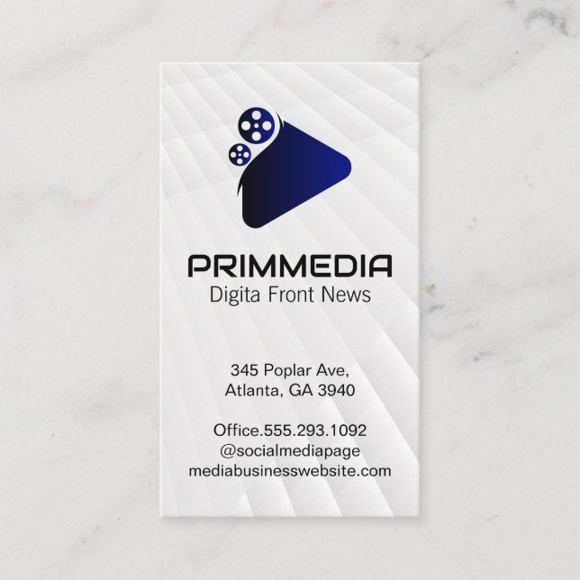 Media Film Interface Icon | Cinema Communications Business Card (Front)