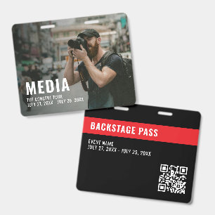 Media Photo Background Backstage Pass ID Badge