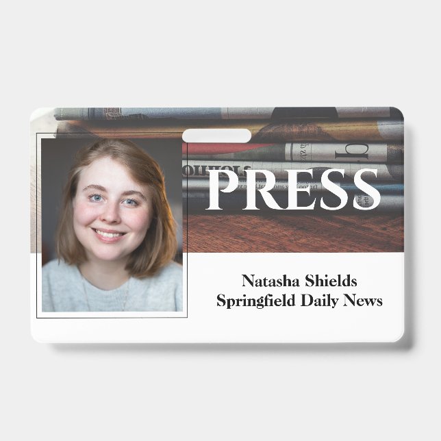 Media Press Employee Staff Photo ID With Name Badge (Front)