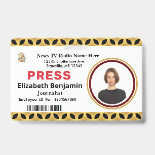 Media Press Pass Logo ID Card Personalise Badge