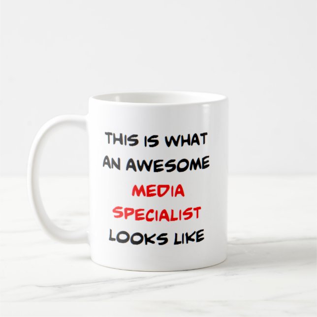 media specialist, awesome coffee mug (Left)