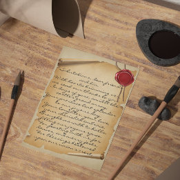 Mediaeval Aged Scroll Wax Seal Wedding Thank You Postcard