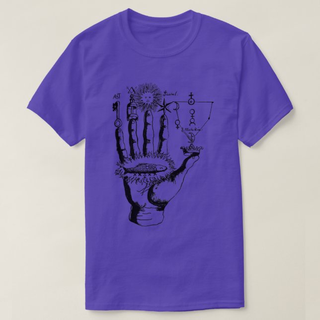 Mediaeval Alchemy Hand Symbols T-Shirt (Design Front)