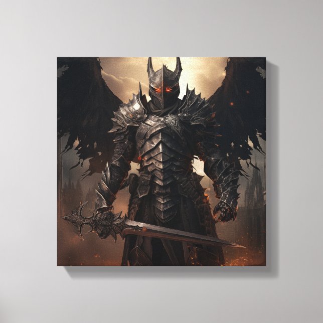 Mediaeval Angel Warrior - Stretched Canvas Print (Front)