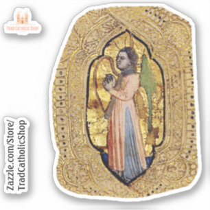 Mediaeval Angel With Harp Gold Renaissance Fine Ar