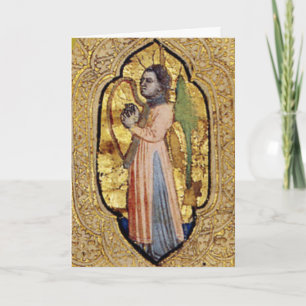Mediaeval Angel With Harp Gold Renaissance Fine Ar Card