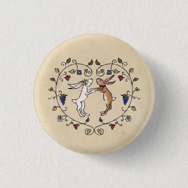 Mediaeval animals bride and groom in heart badge (Front)