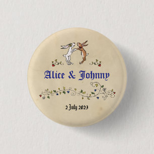 Mediaeval animals bride and groom round badge