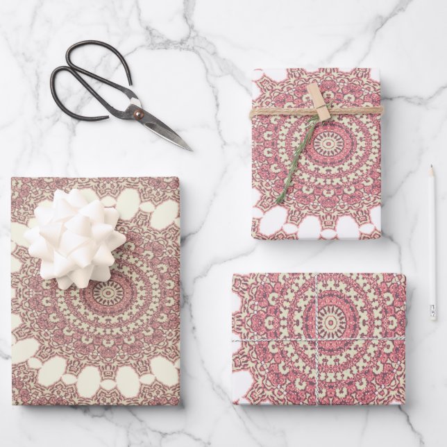 Mediaeval Arabesque Style Symmetrical Pattern Wrap Wrapping Paper Sheet (Front)