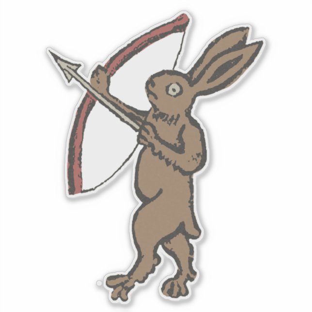 Mediaeval Archer Rabbit Custom-Cut Vinyl Sticker (Front)