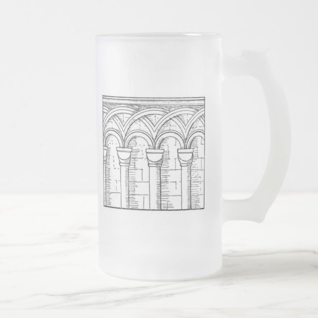 Mediaeval Architecture Frosted Glass Beer Mug (Right)