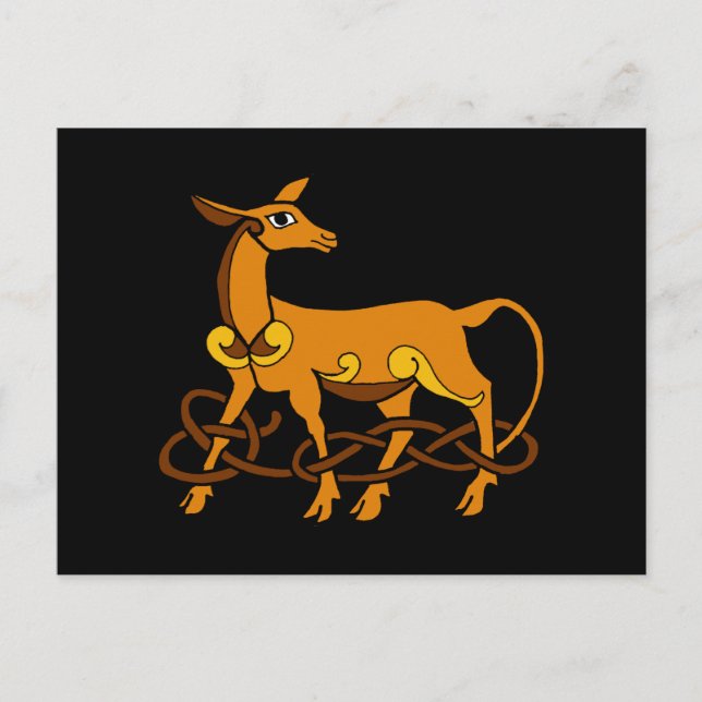 Mediaeval Art Celtic Knot Brown Deer Postcard (Front)