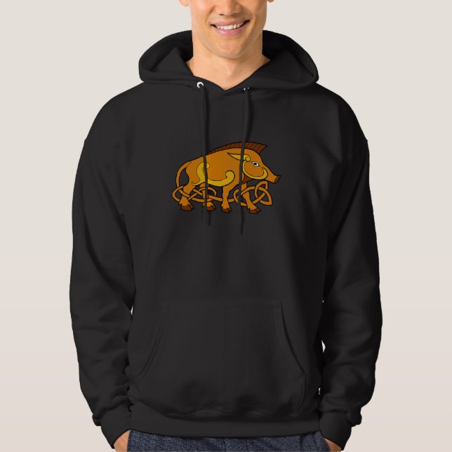 Mediaeval Art Celtic Knot Wild Boar Hoodie (Front)