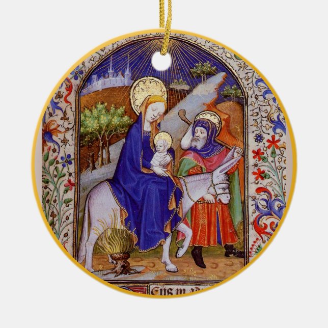 Mediaeval Art Christmas Ceramic Tree Decoration (Front)